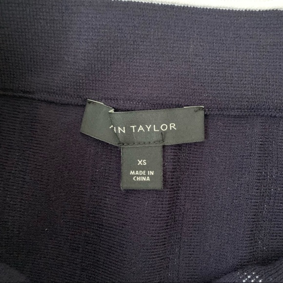 Ann Taylor Midi Length Navy and White Striped Skirt - Picture 3 of 7